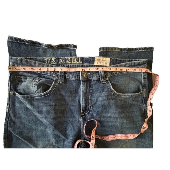 TK Axel Slim Boot Jeans Mens 38X31 Stretch Denim Distressed Flap Pocket Rodeo - Picture 8 of 11
